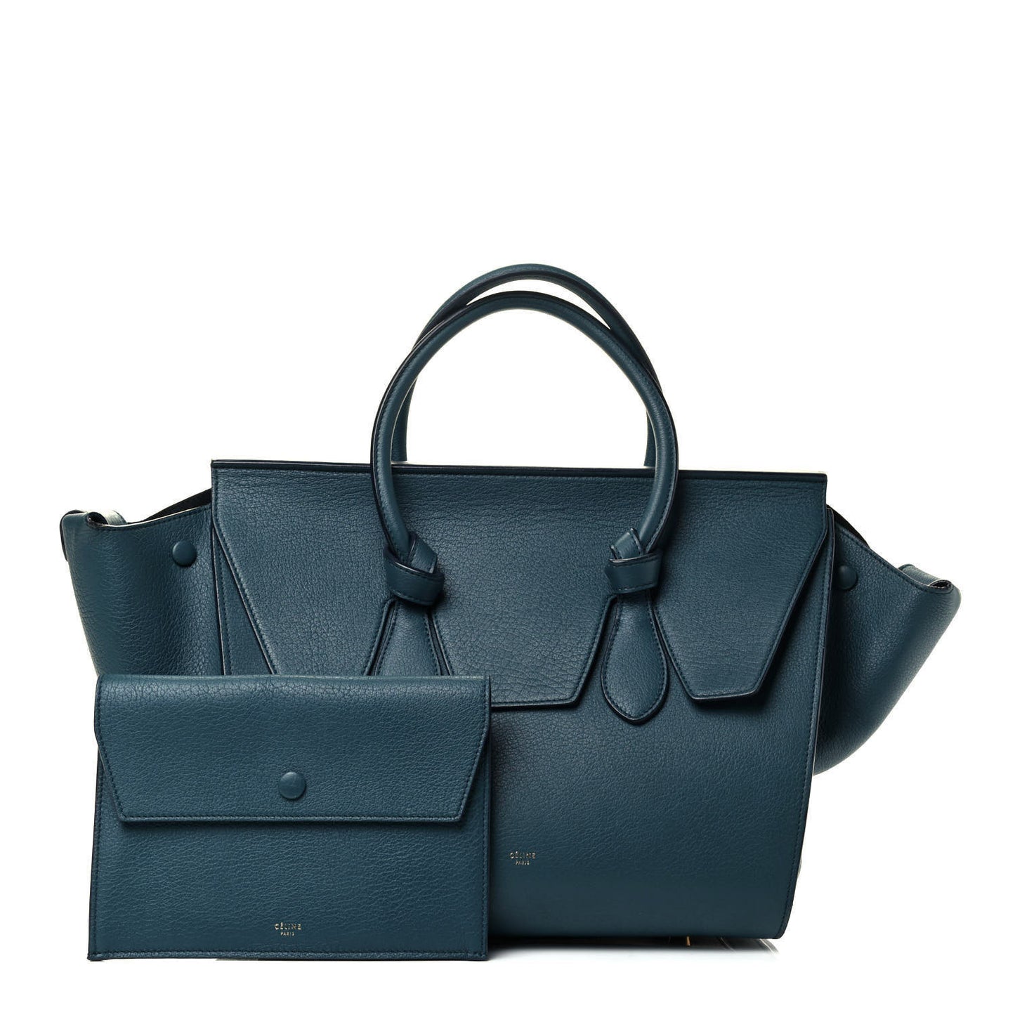 Crisped Calfskin Small Tie Knot Tote Metallic Blue