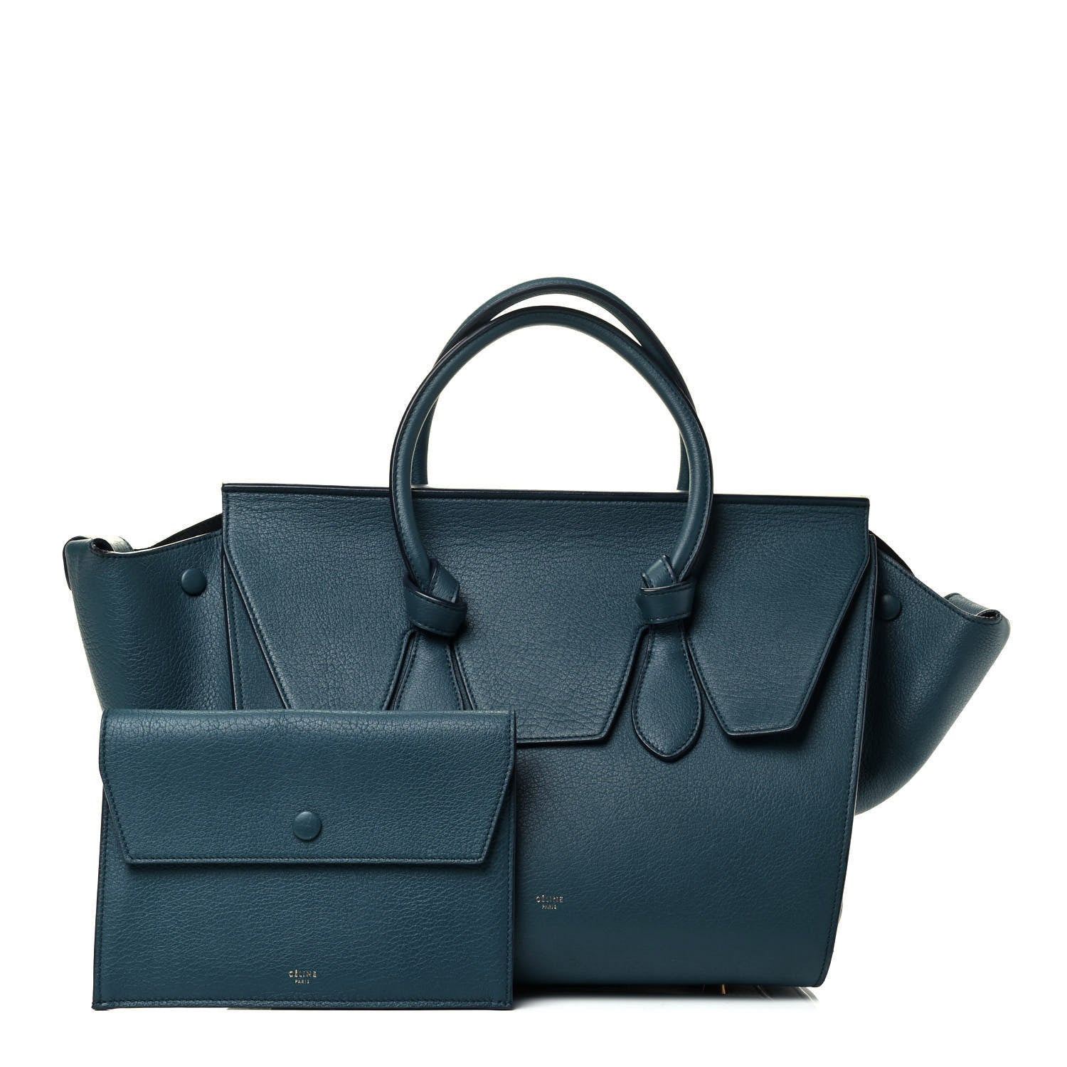 Celine Crisped Calfskin Small Tie Knot Tote Metallic Blue 2 of 10