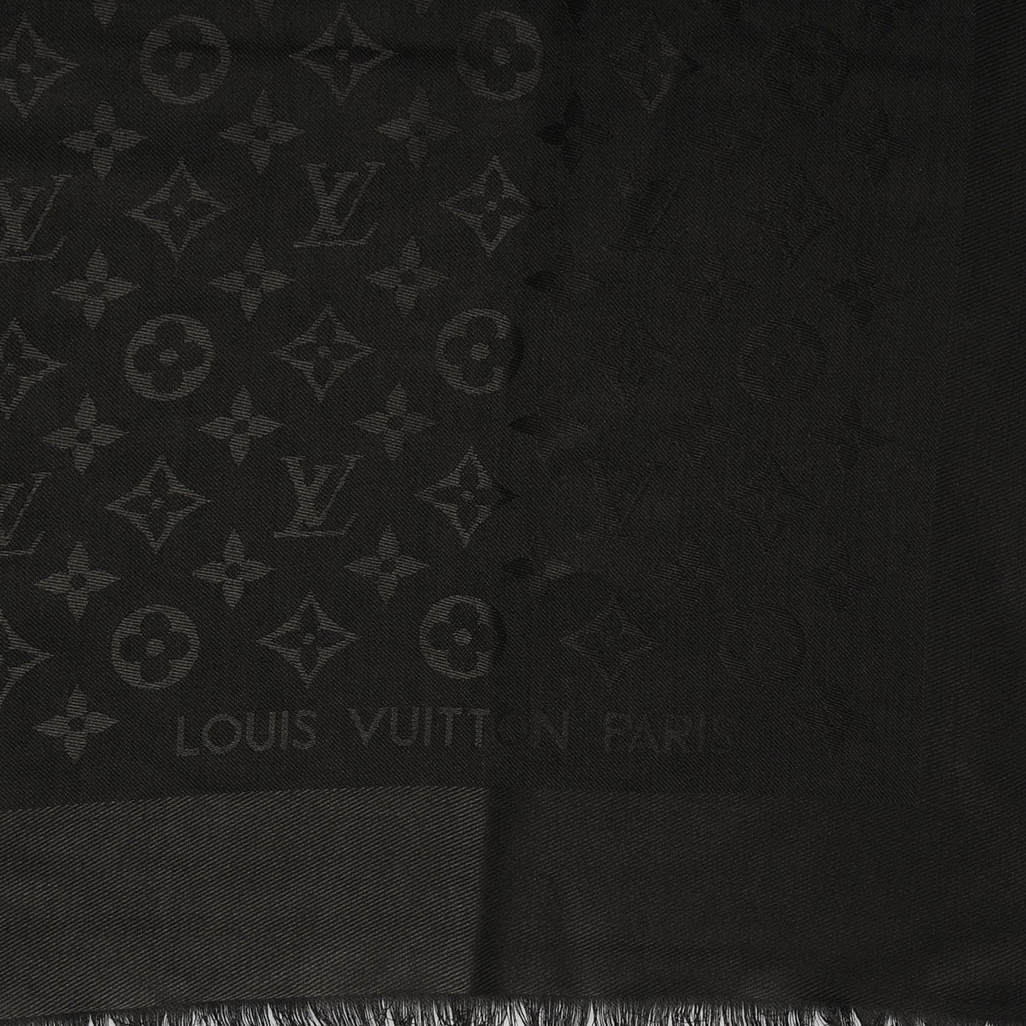 Silk Wool Monogram Shawl Black