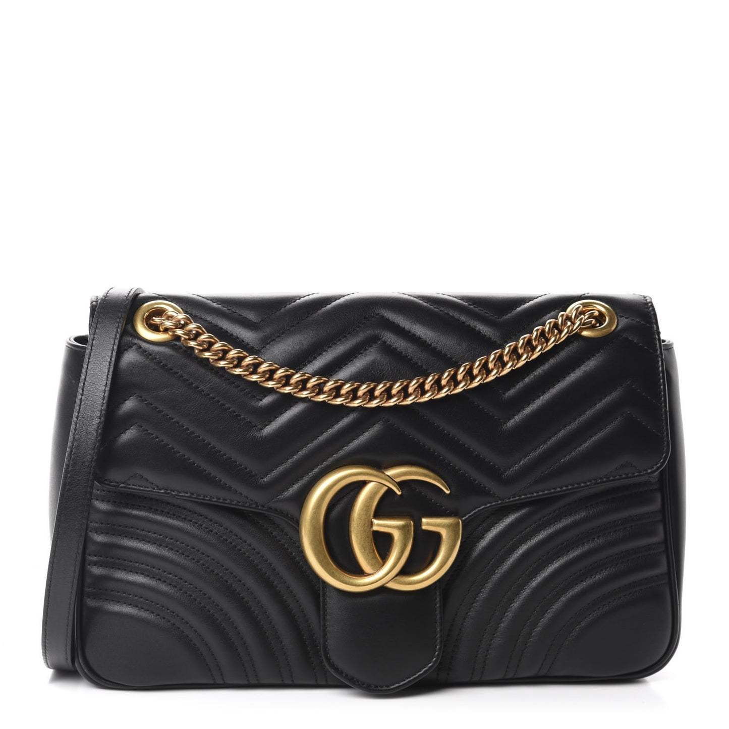 Calfskin Matelasse Medium GG Marmont Shoulder Bag Black