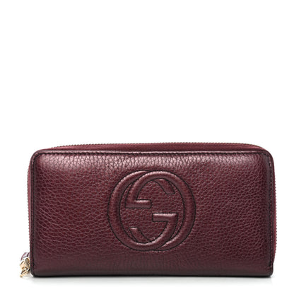 Gucci Metallic Cellarius Calfskin Soho Zip Around Wallet Classic Burgundy 1 of 4