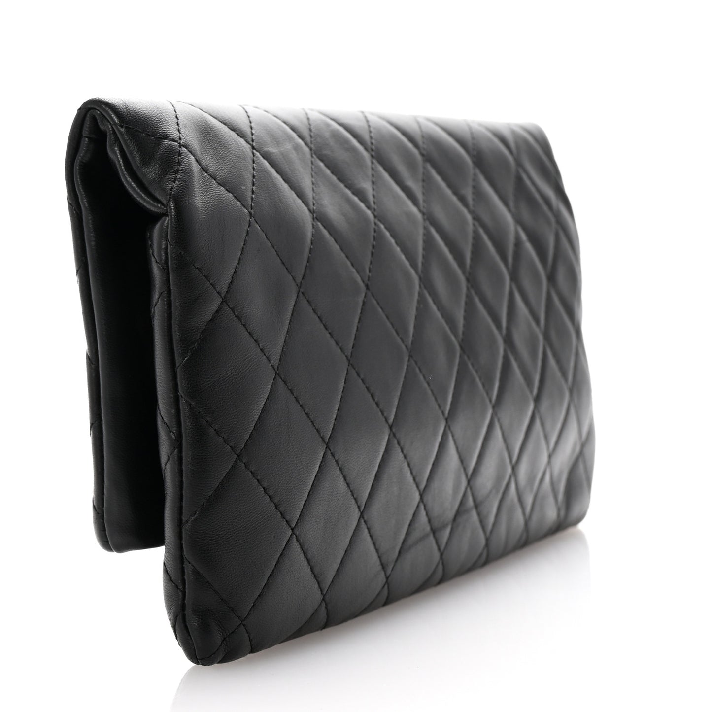 Lambskin Quilted CC Beauty Clutch Black