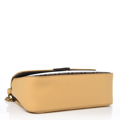 Fendi Vitello Grace Glazed Fabric FF 1974 Double F Shoulder Bag Alchemy Mogano Panna 4 of 6