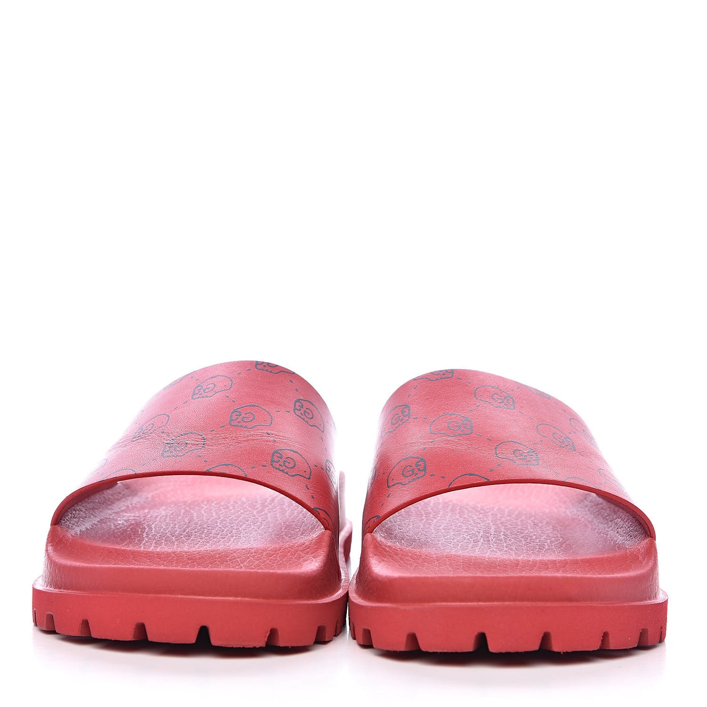 Calfskin Rubber GucciGhost Hamlet Skull Mens Lug Sole Slide Sandals 7 Hibiscus Red Blue Agata