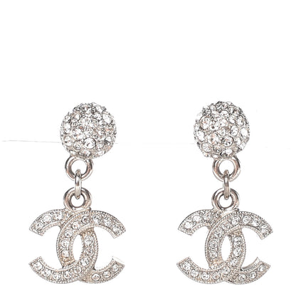 Chanel Crystal CC Drop Earrings Silver 1 of 4