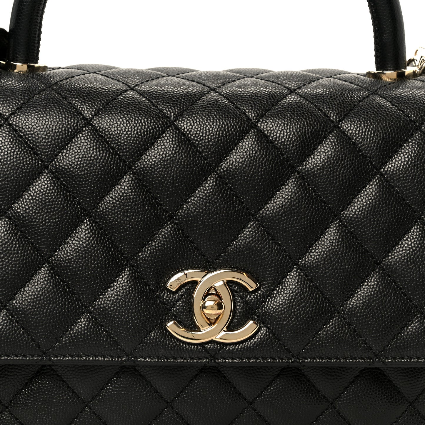 Caviar Quilted Small Coco Handle Flap Black