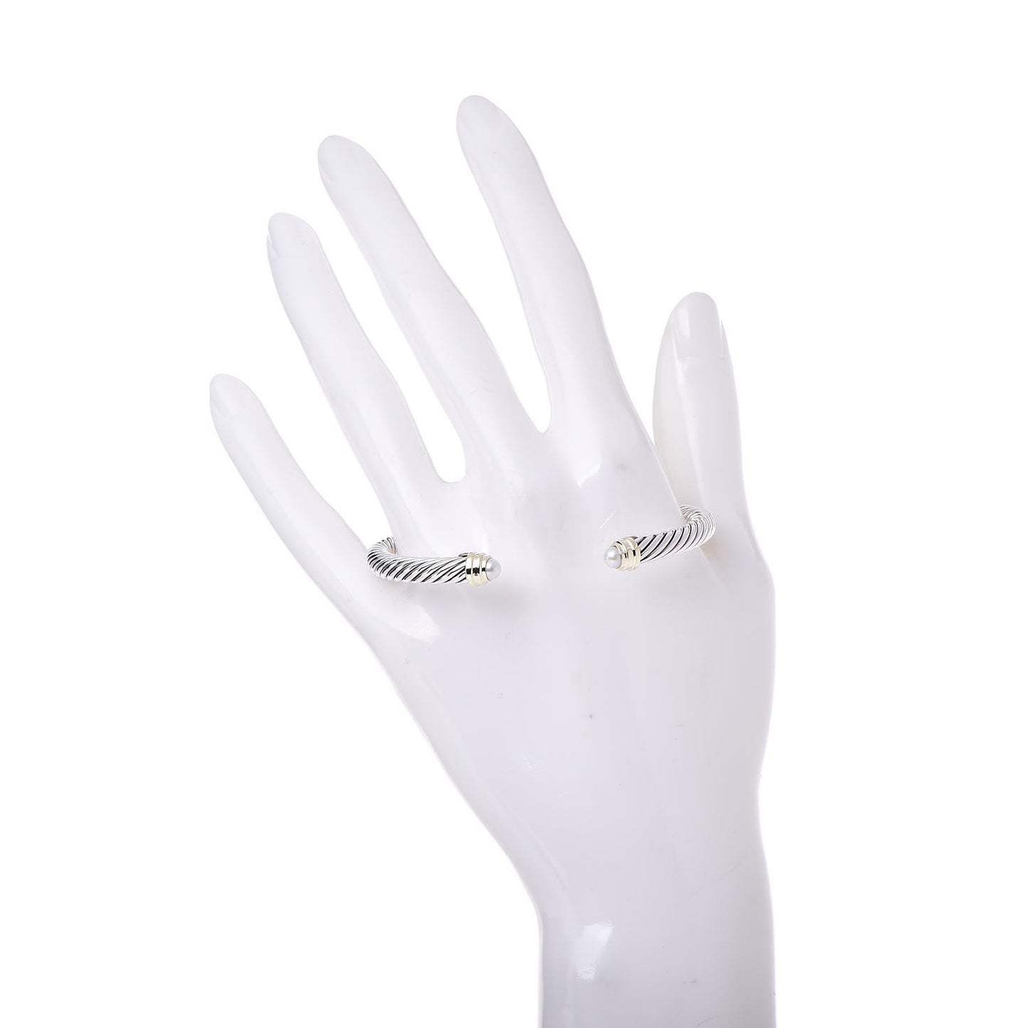 Sterling Silver 14K Yellow Gold Pearl 5mm Cable Classics Petite Color Bracelet