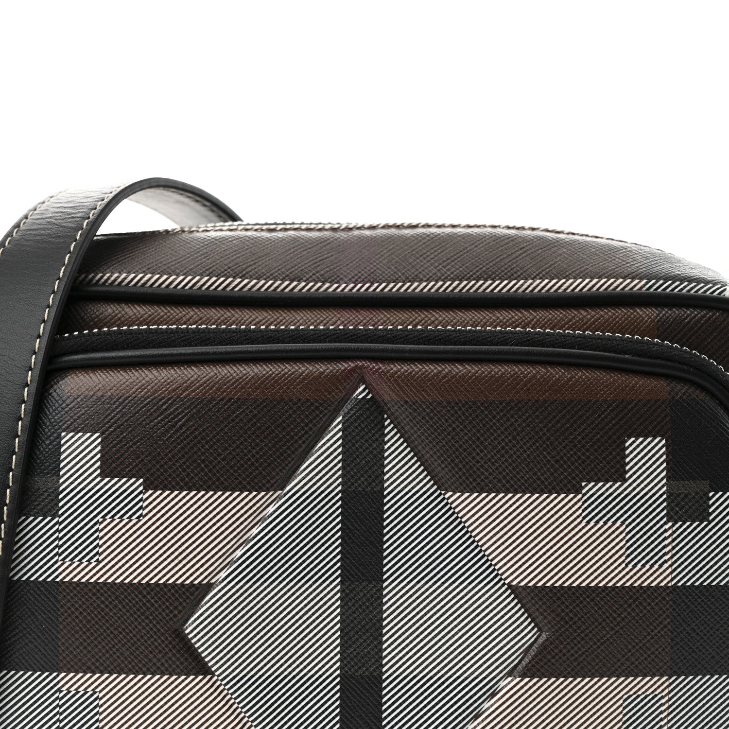 Burberry E-Canvas Calfskin Geometric Check Paddy Messenger Dark Birch Brown White 8 of 10