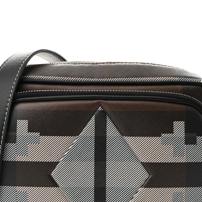 Burberry E-Canvas Calfskin Geometric Check Paddy Messenger Dark Birch Brown White 8 of 10