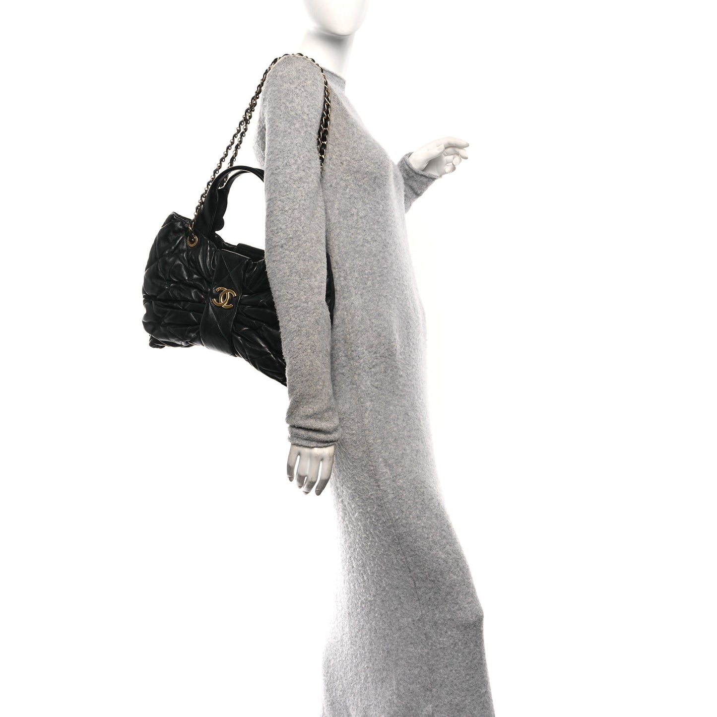 Lambskin Quilted Bow Bag Black