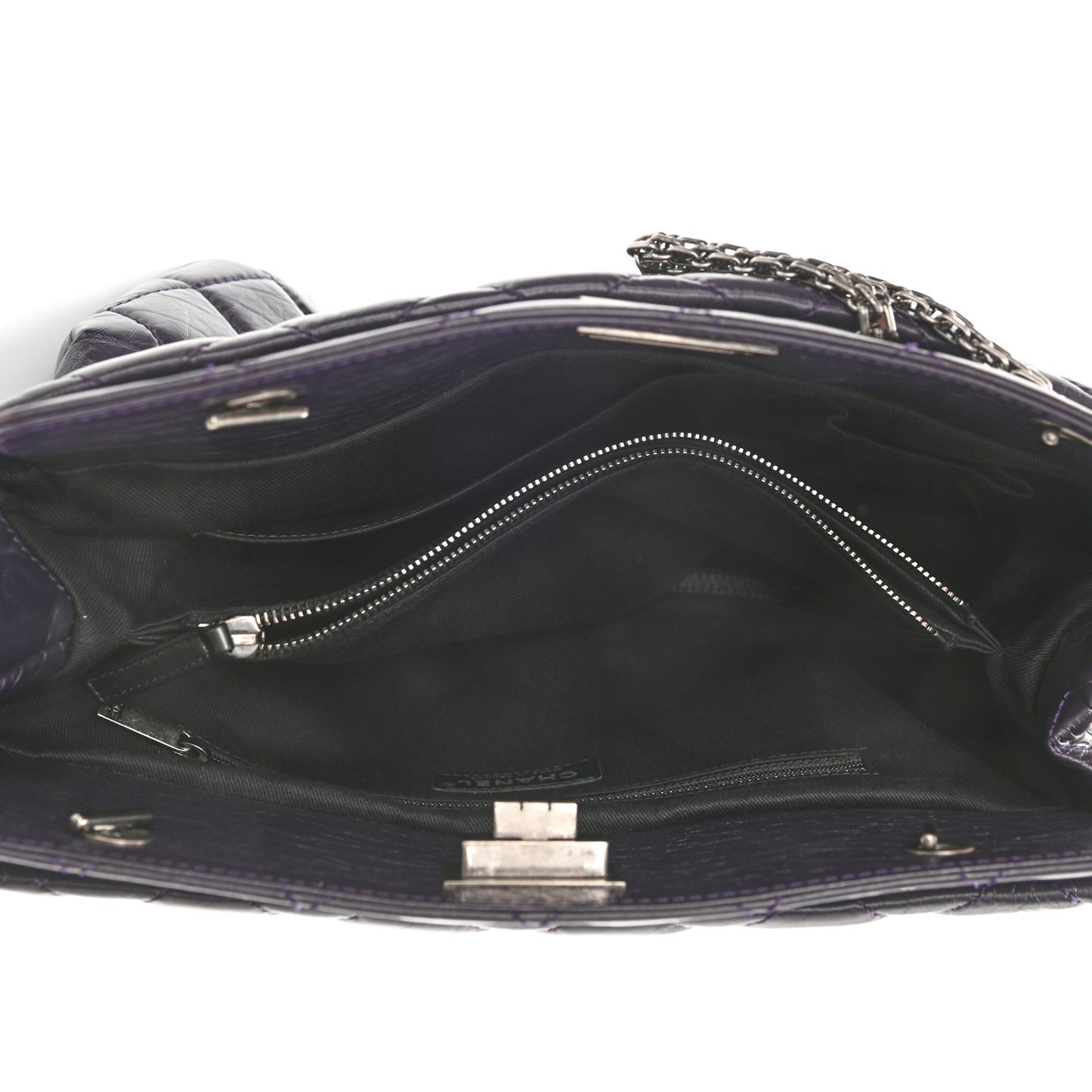 Aged Calfskin Quilted Reissue 2.55 Tote Dark Purple