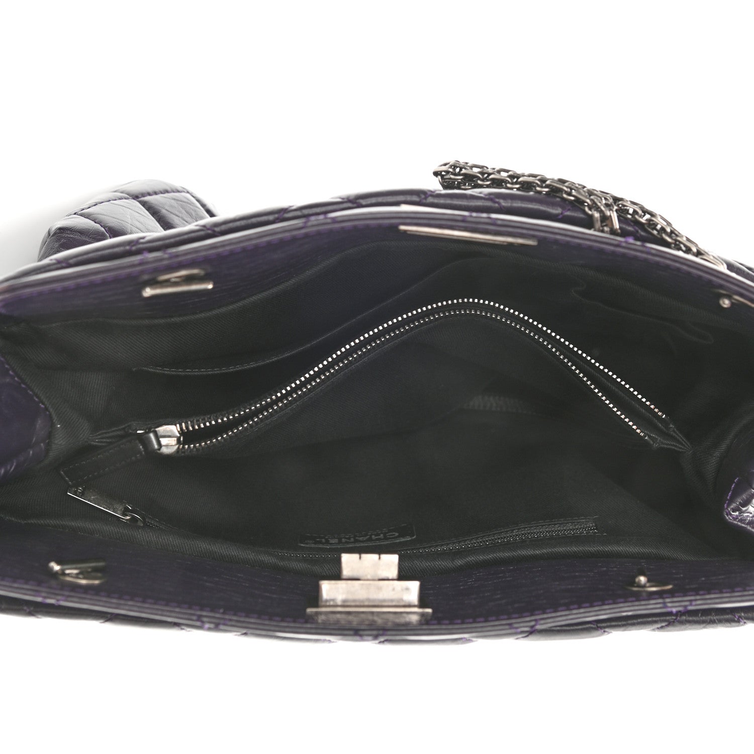 Chanel Aged Calfskin Quilted Reissue 2.55 Tote Dark Purple 5 of 10