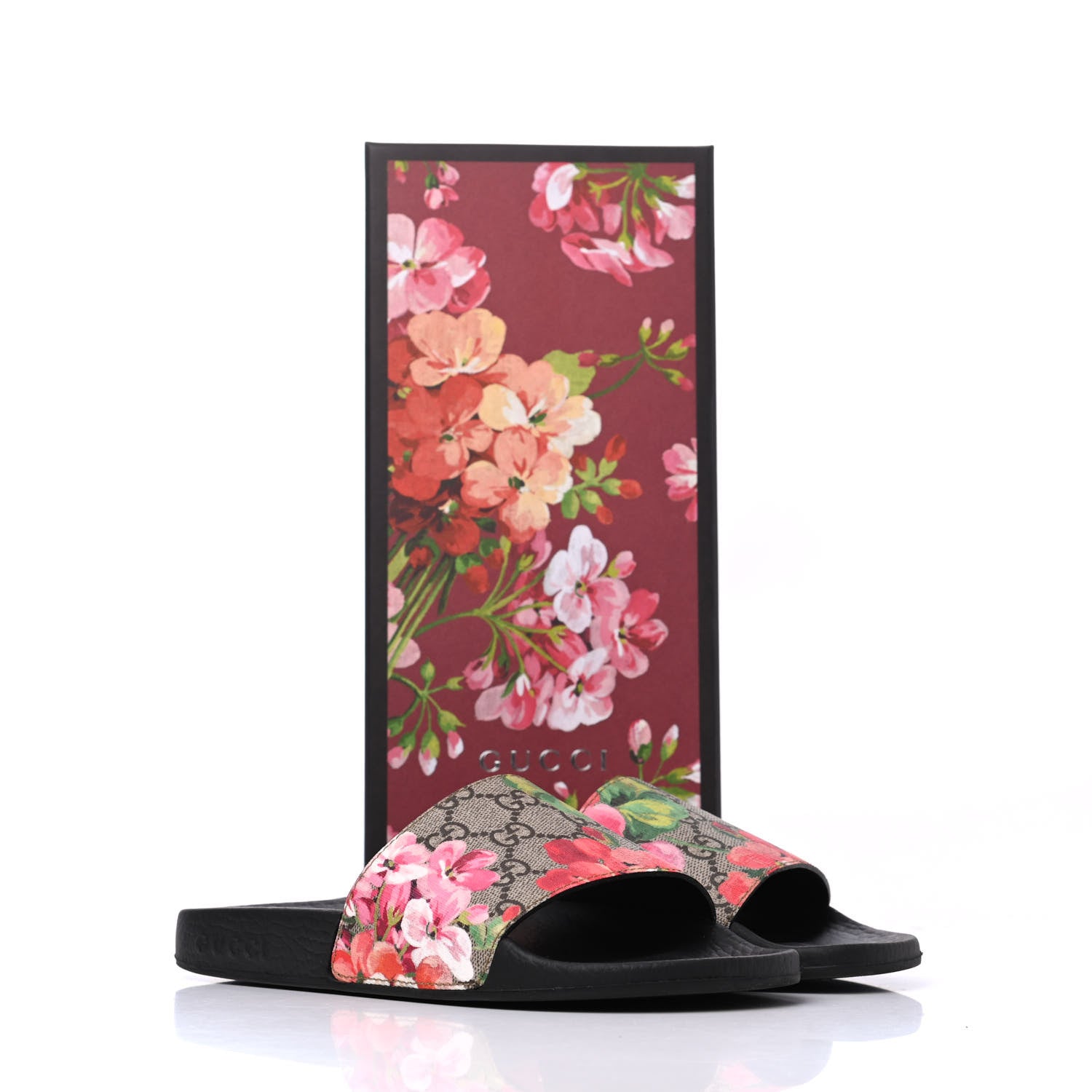 Gucci GG Supreme Monogram Blooms Slide Sandals 36 Beige Multicolor 13 of 13