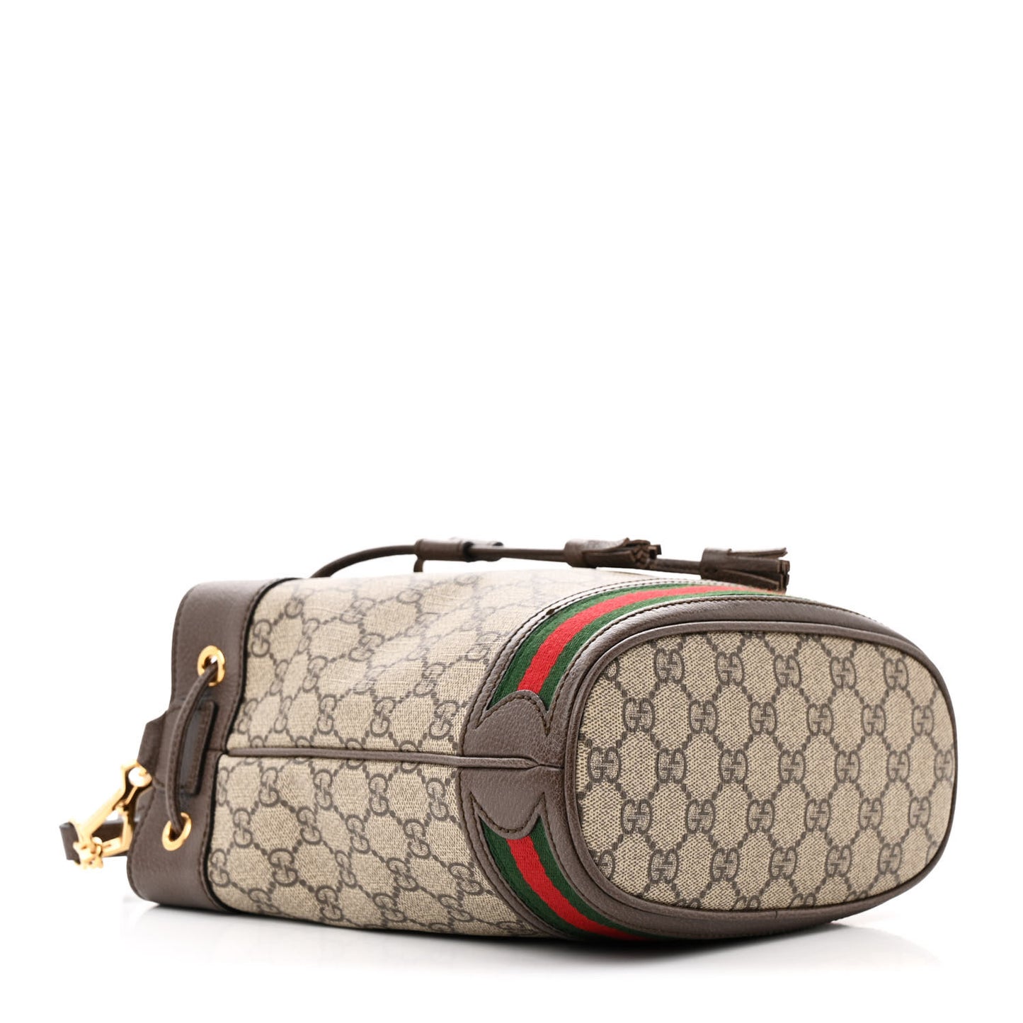 GG Supreme Monogram Web Small Ophidia Bucket Bag Brown