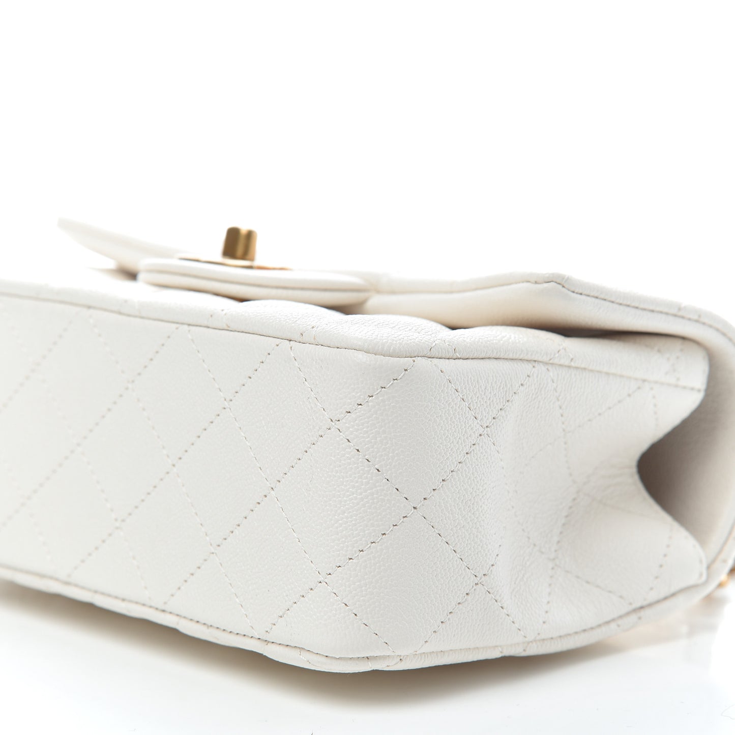 Caviar Quilted Mini Top Handle Rectangular Flap White