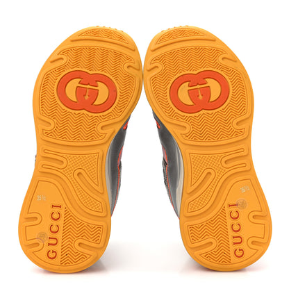 Gucci Calfskin Suede Mesh Lizard Embossed Womens Ultrapace Sneakers 35.5 Silver Anthracite Neon Orange 5 of 8