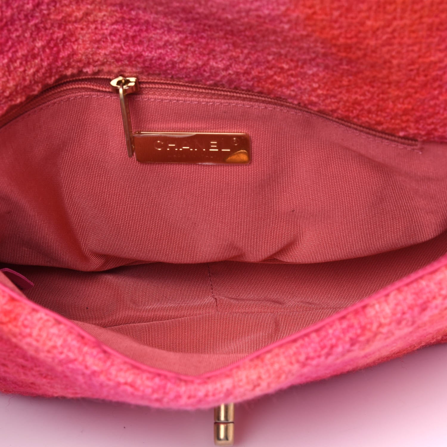 Chanel Tweed Quilted Medium Chanel 19 Flap Coral Pink 4 of 4