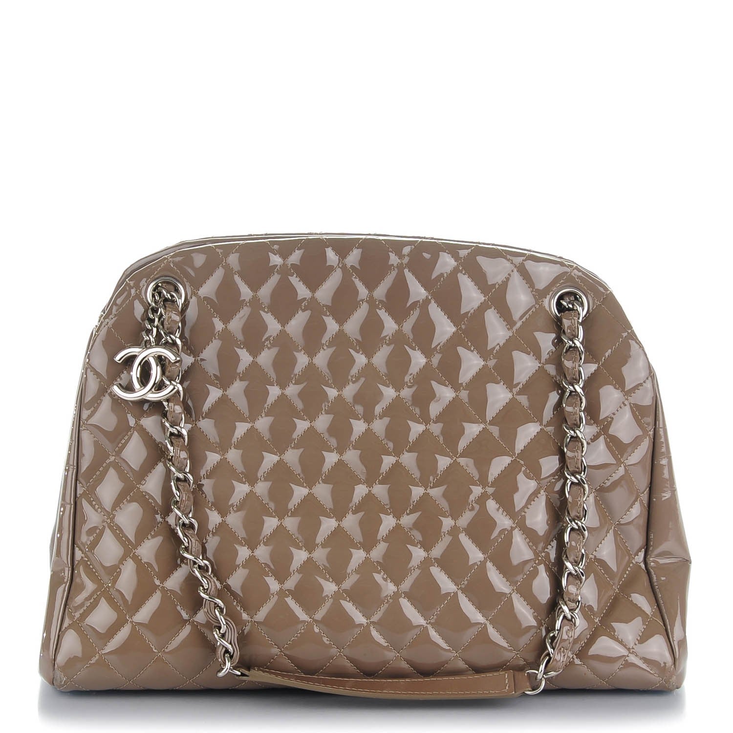 Chanel Patent Quilted Large Just Mademoiselle Bowling Bag Grey 1 of 11