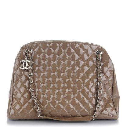 Chanel Patent Quilted Large Just Mademoiselle Bowling Bag Grey 1 of 11