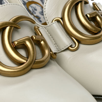 Gucci Malaga Kid GG Victoire 95mm Loafer Pumps 37 Vintage White 3 of 6