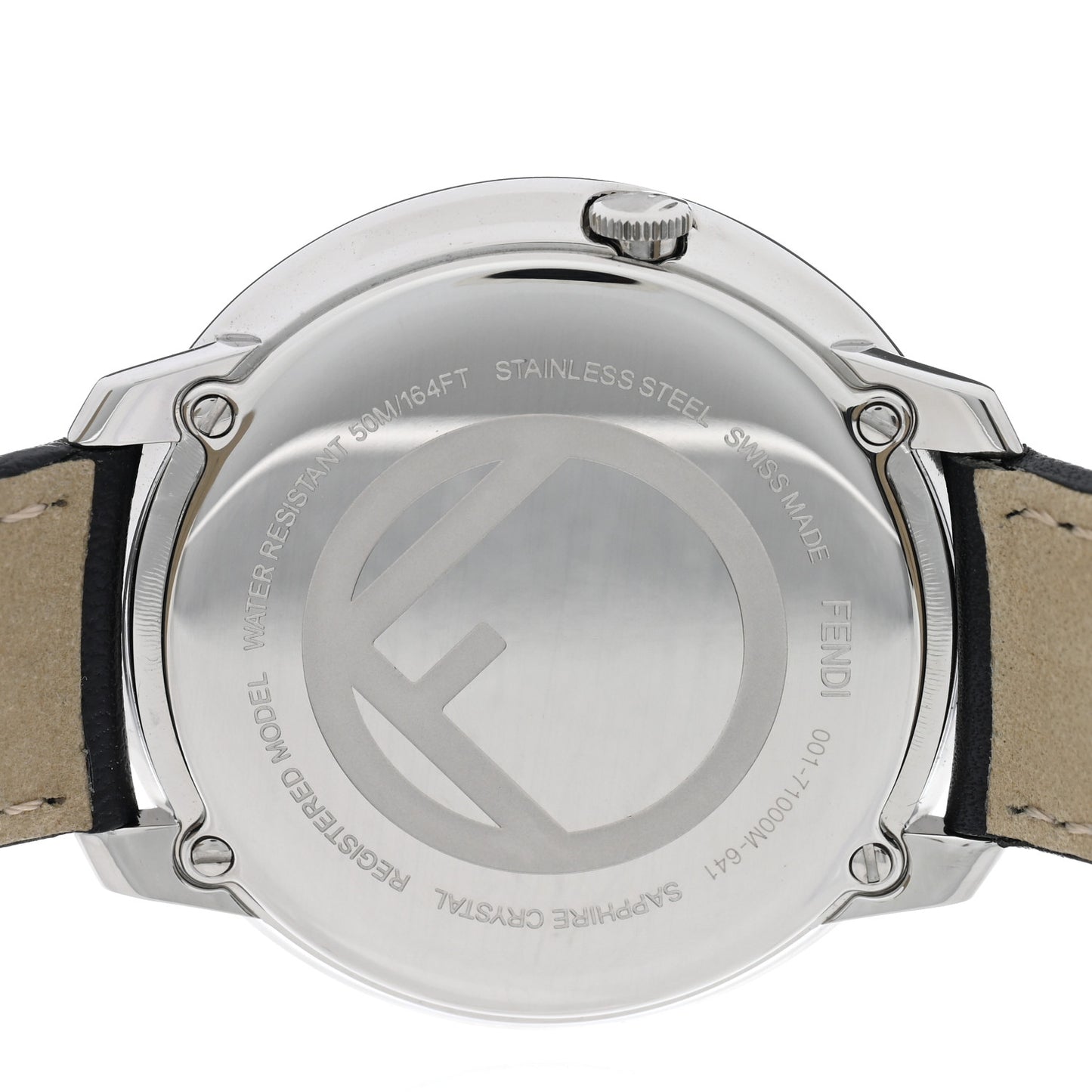 Stainless Steel Calfskin 36mm Fendi Run Away Quartz Watch Black