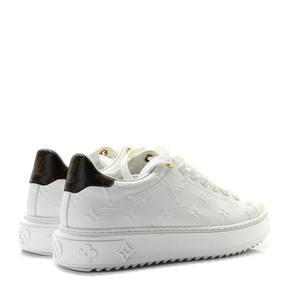 Louis Vuitton Lambskin Embossed Monogram Time Out Sneakers 40 White 3 of 8