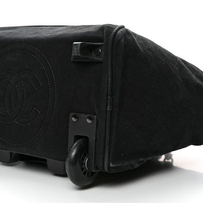 Chanel Washed Toile Calfskin Quilted Trolley Black 10 of 13