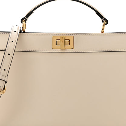 Fendi Vitello King Luxor Shiny Nappa Medium Peekaboo I SEE U East West Satchel White Light Rose 10 of 14