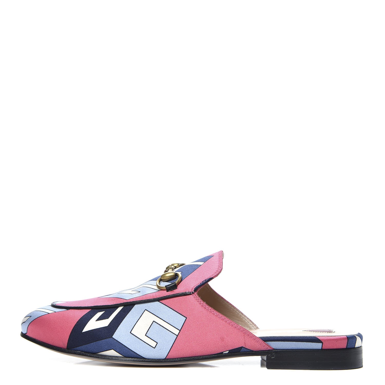 Gucci Satin GG Wallpaper Womens Princetown Slippers 36 Pink Flamboyant Blue Black 1 of 8