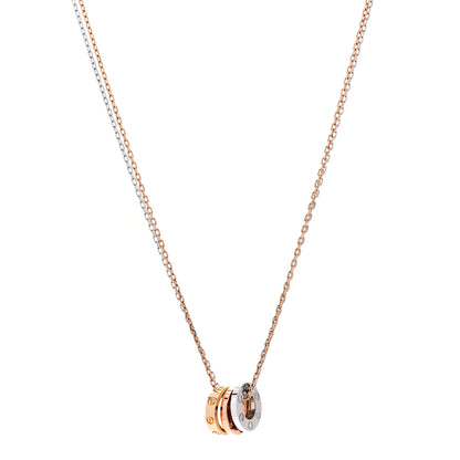 Cartier 18K White Pink Gold Diamond Three Ring LOVE Pendant Necklace 1 of 5