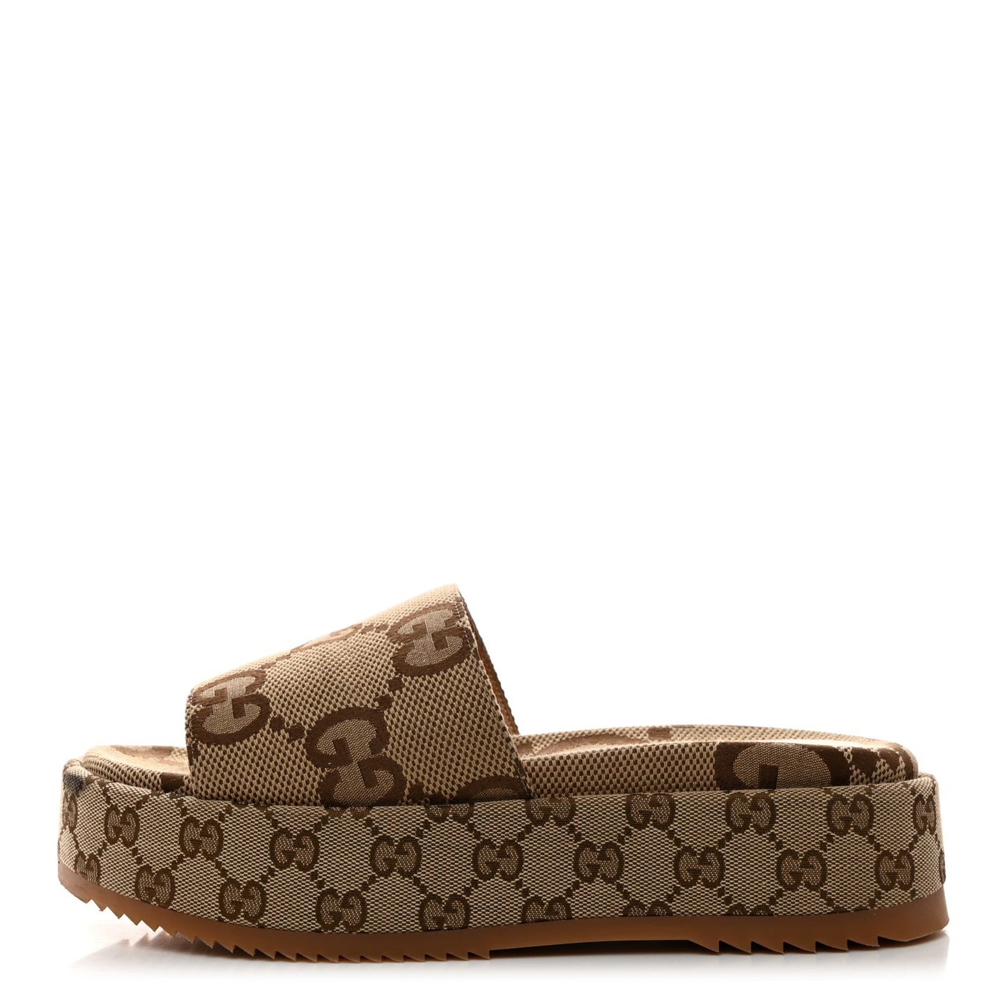 Monogram Maxi GG Angelina Platform 55mm Slide Sandals 40 Camel Ebony
