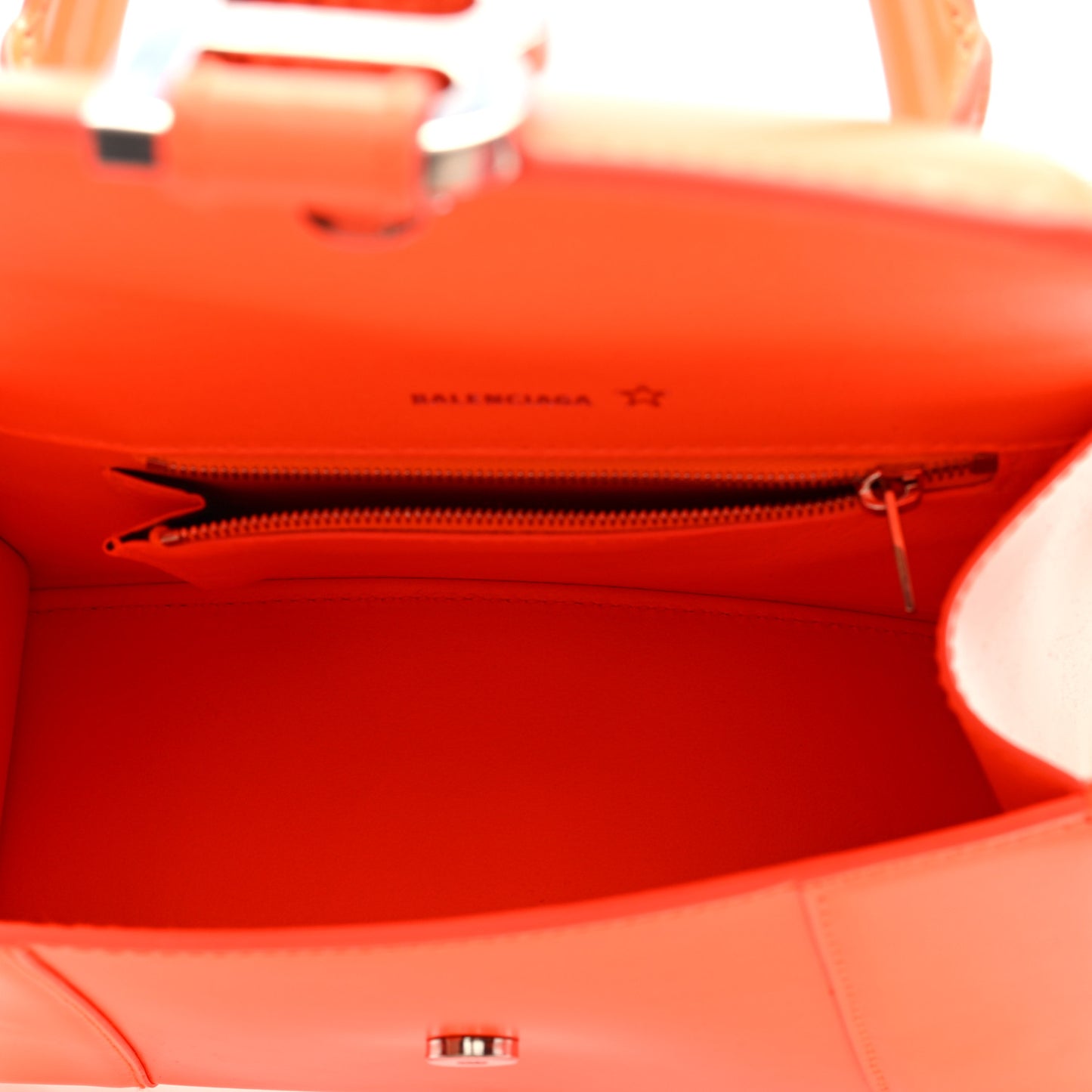 Shiny Box Calfskin Small Hourglass Top Handle Bag Fluo Orange