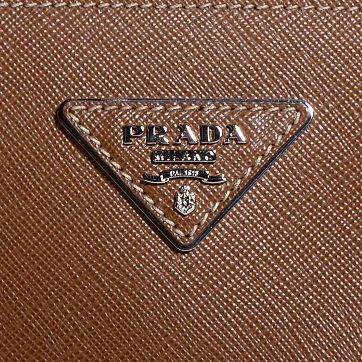 Saffiano Lux Small Double Zip Tote Cannella Talco