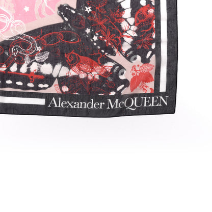 Alexander McQueen Cotton Silk Tattoo Butterfly Pareo Red Black 3 of 4