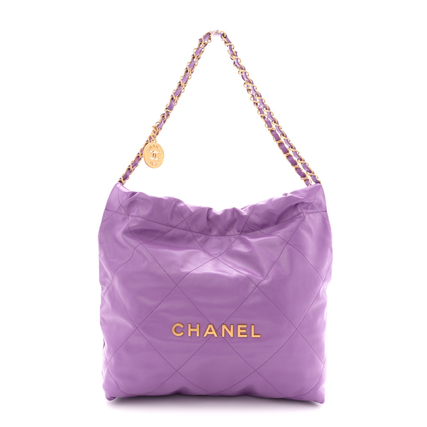 Chanel Shiny Calfskin Quilted Small Chanel 22 Purple 1 of 10