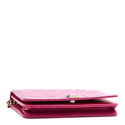 Chanel Caviar Quilted Boy Wallet On Chain WOC Fuchsia 4 of 12