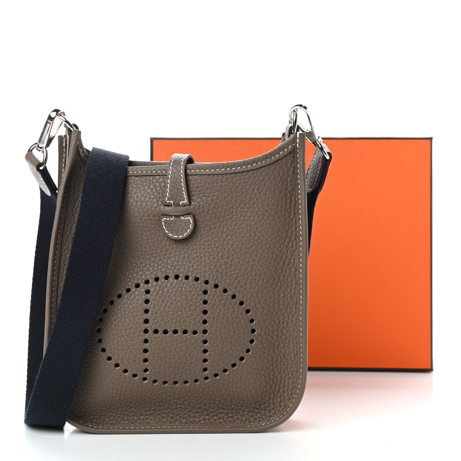 Hermes Taurillon Clemence Amazone Evelyne TPM Etoupe Bleu Indigo 10 of 10