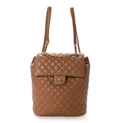Chanel Lambskin Quilted Large Urban Spirit Backpack Dark Beige 1 of 8