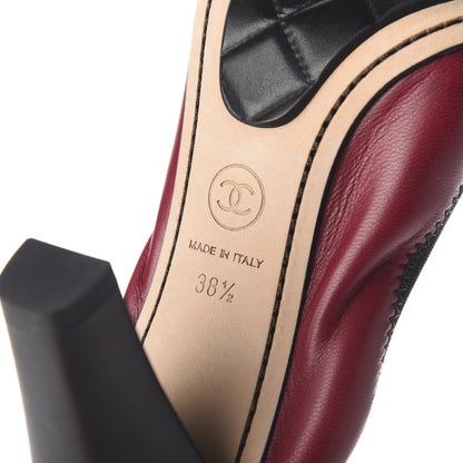 Chanel Lambskin CC Elastic Stretch Pumps 38.5 Red Black 10 of 11