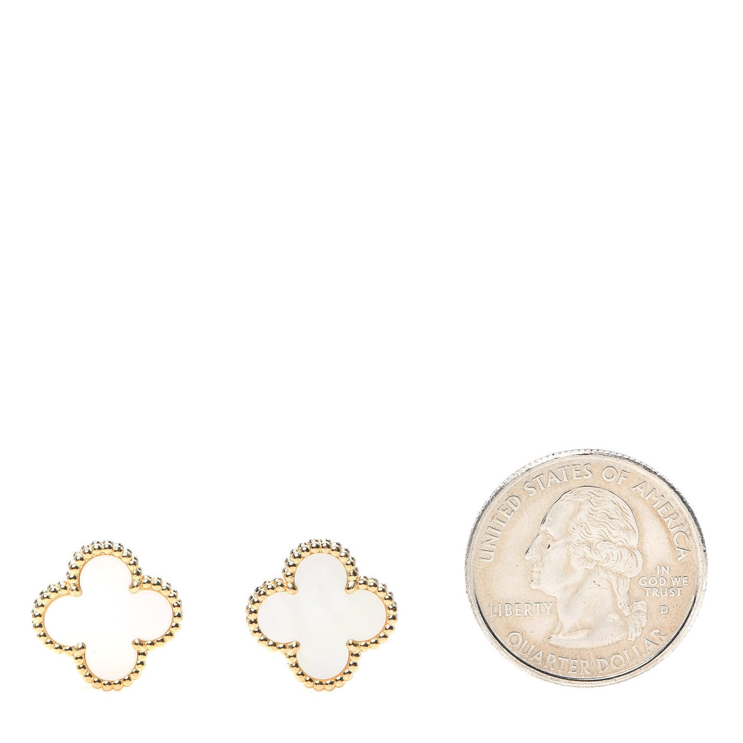 18K Yellow Gold Mother of Pearl Vintage Alhambra Earrings