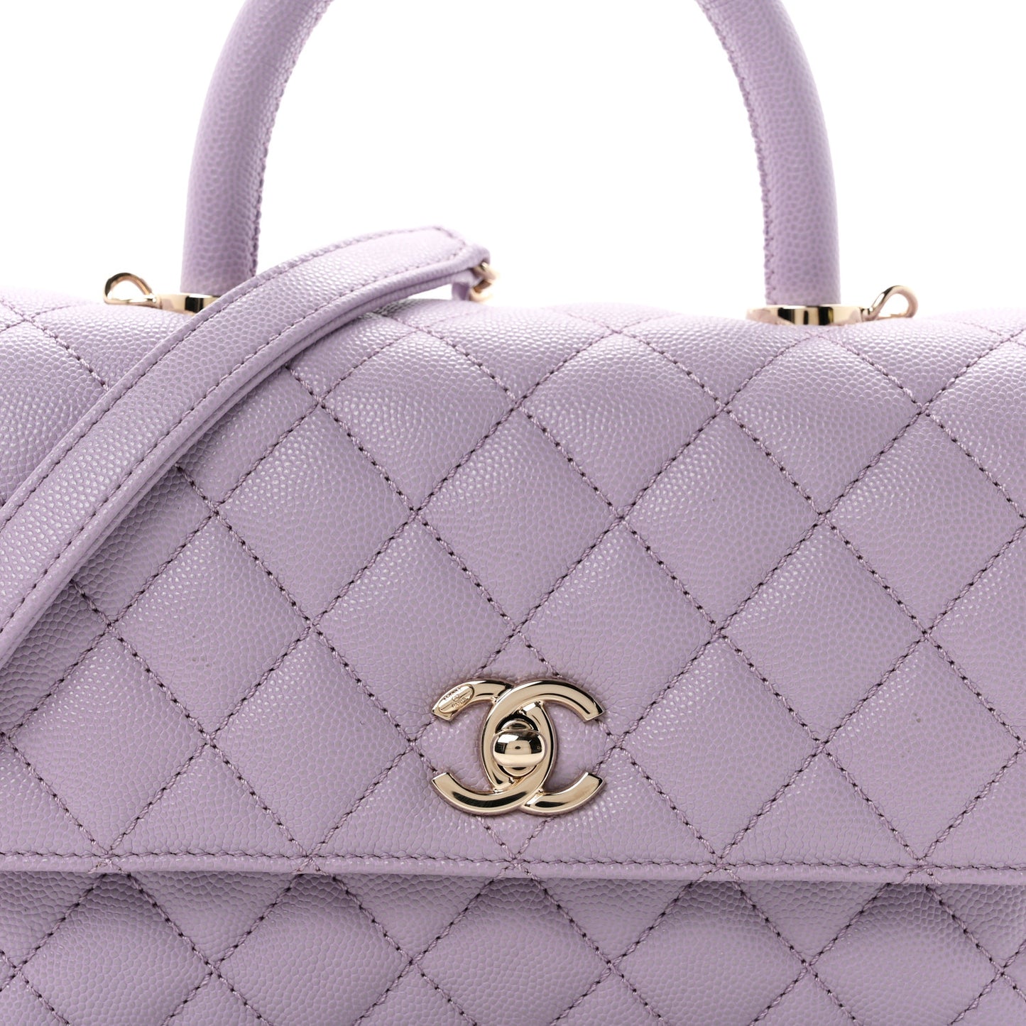 Caviar Quilted Mini Coco Handle Flap Light Purple