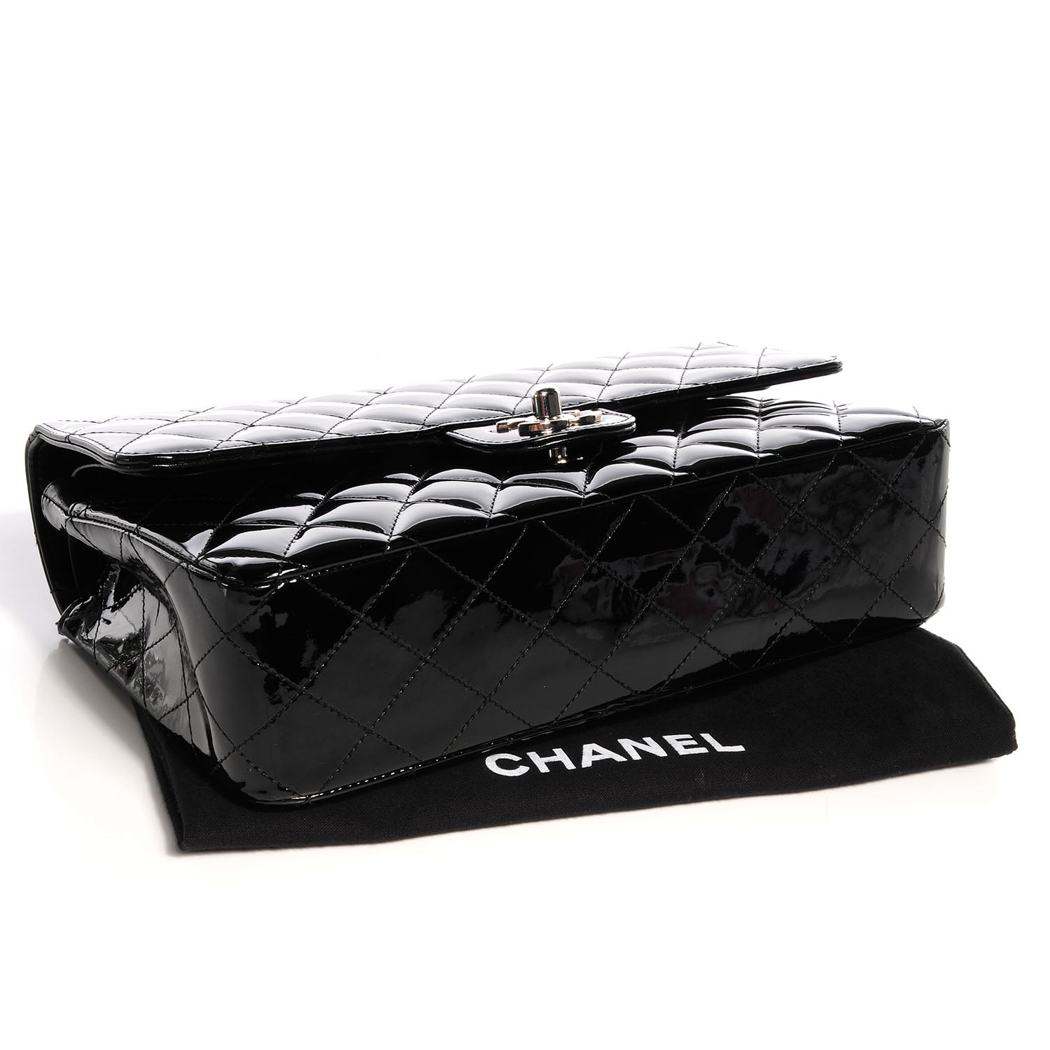 Chanel Patent Medium Double Flap Black 4 of 8