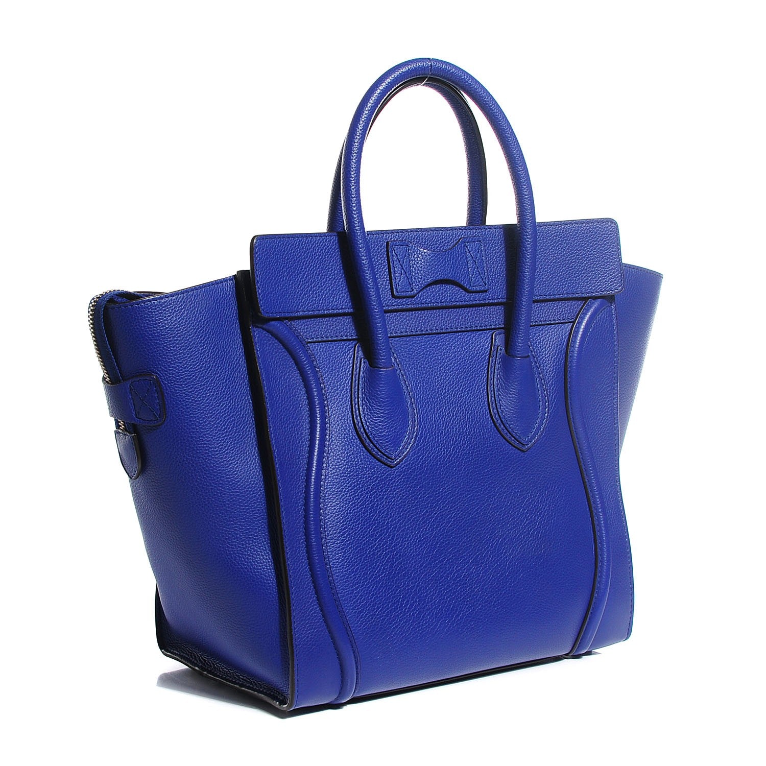 Celine Drummed Calfskin Mini Luggage Indigo 3 of 7