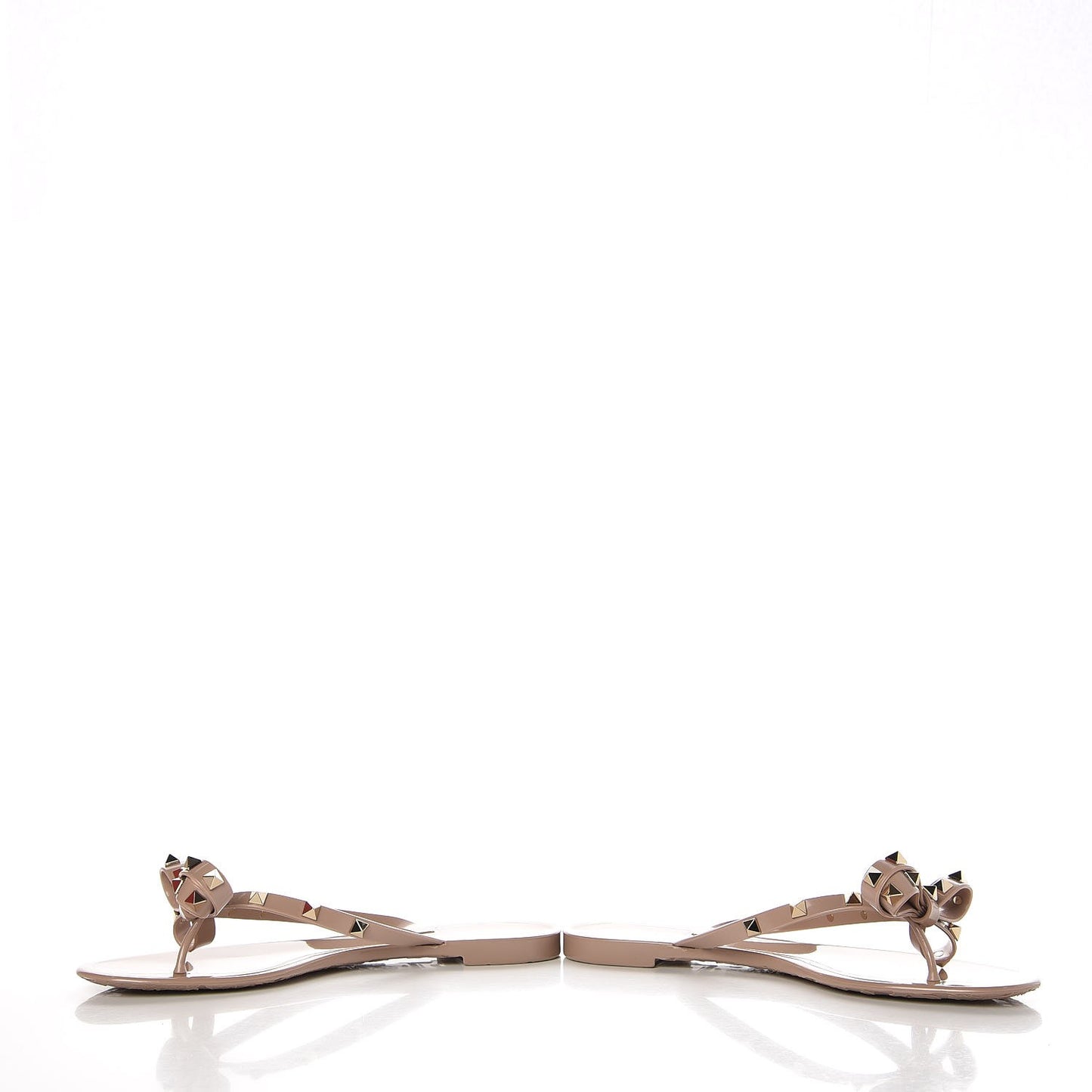 PVC Jelly Rockstud Bow Thong Sandals 39 Poudre