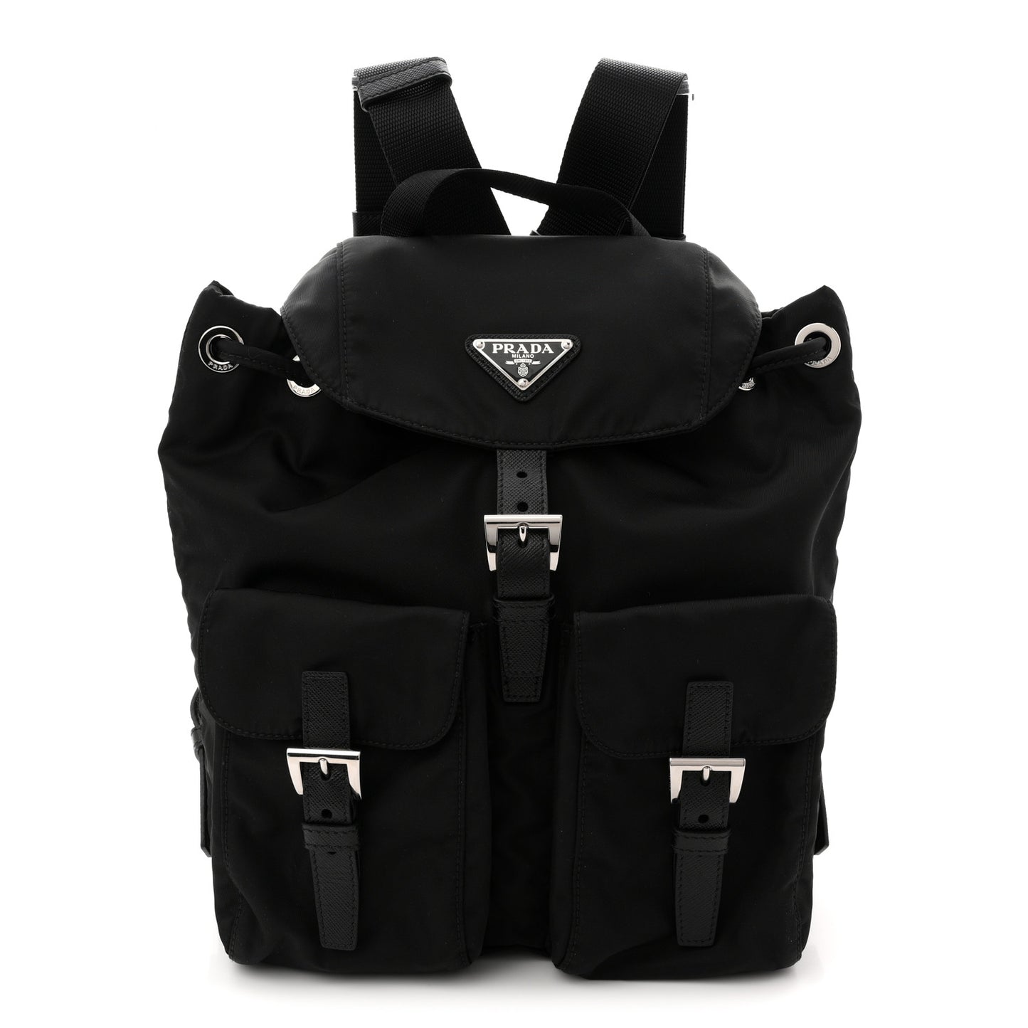 Tessuto Nylon Saffiano Small Backpack Black