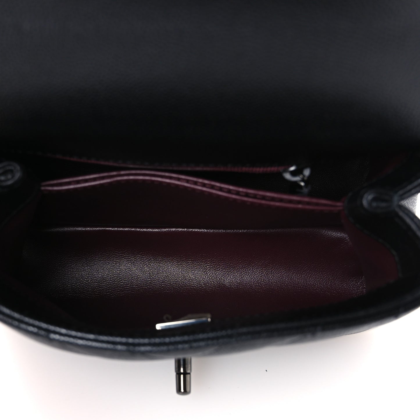 Caviar Chevron Quilted Extra Mini Coco Handle Flap So Black