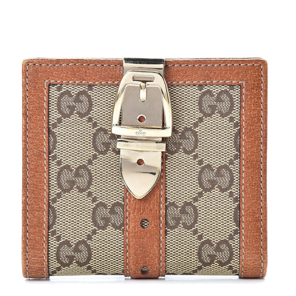 Gucci Monogram Buckle Compact Wallet Brown 1 of 16