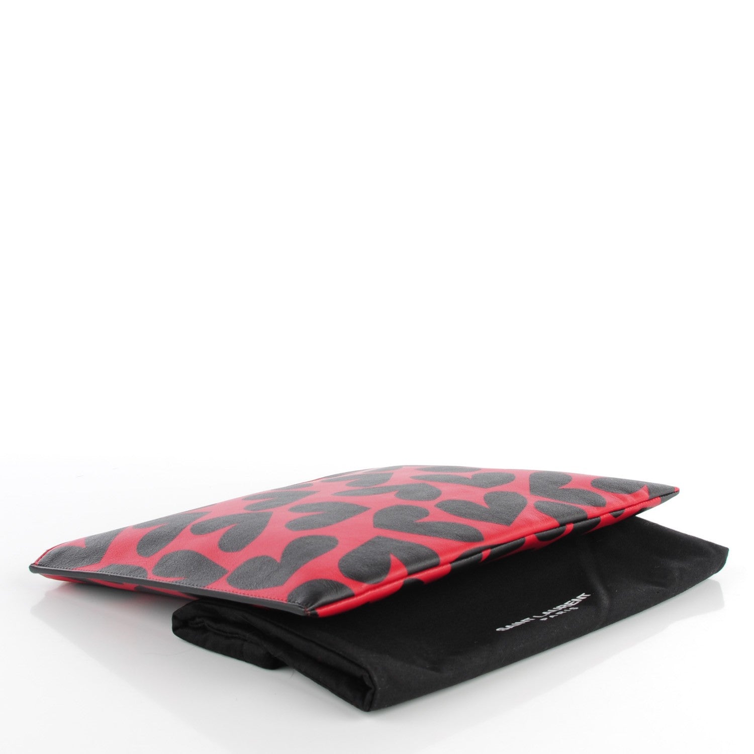 Saint Laurent Calfskin Zipped Heart Clutch Red Black 4 of 7