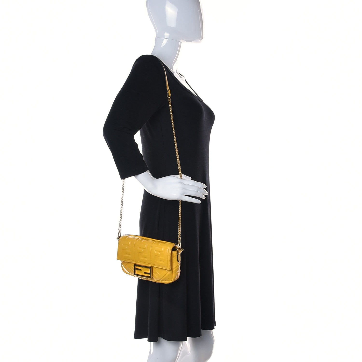 Fendi Nappa FF 1974 Embossed Mini Baguette Zucca 3 of 11