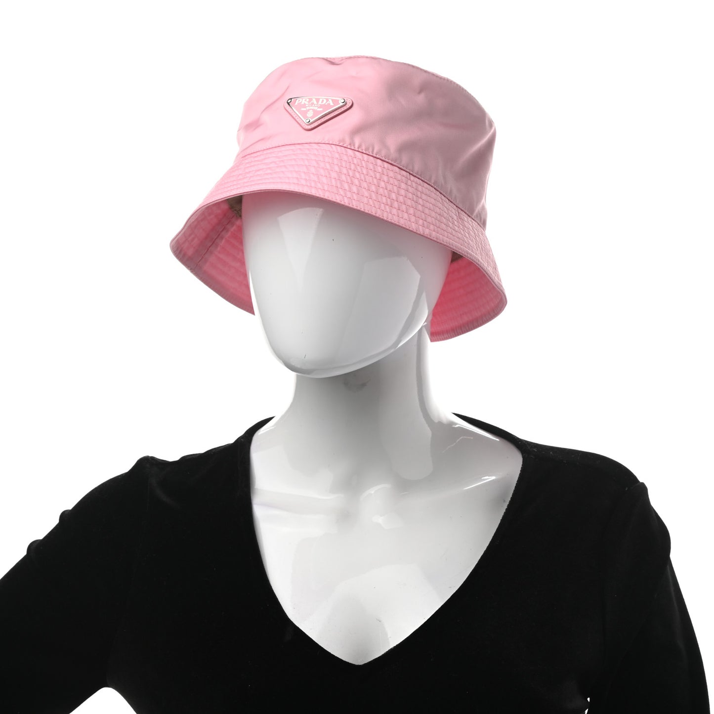 Re-Nylon Metal Triangle Logo Womens Bucket Hat S Rosa